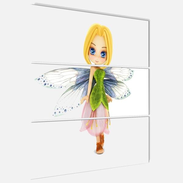 Fairy Woman with Blue Wings - Floral Glossy Metal Wall Art - 36Wx28H -  Overstock - 12668283