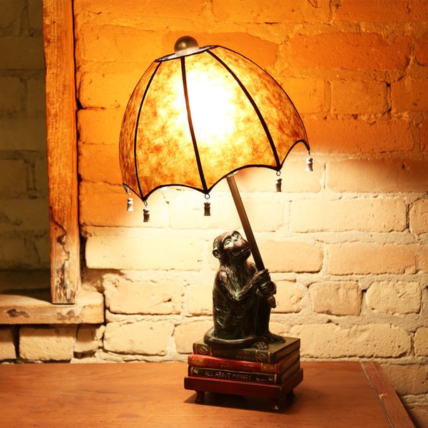 river of goods stained glass intellectual monkey table lamp