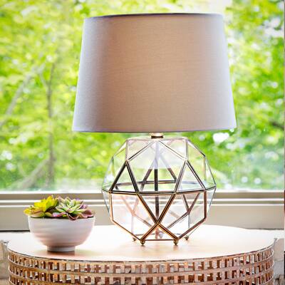The Curated Nomad Maracaibo Industrial Metal and Glass 16.5-inch Orb Table Lamp - 12"L x 12"W x 16.5"H