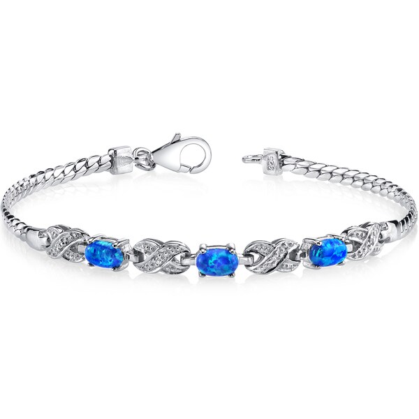 Oravo Blue Opal Sterling Silver Eternity Bracelet On Oravo Blue Opal Sterling Silver Eternity Bracelet