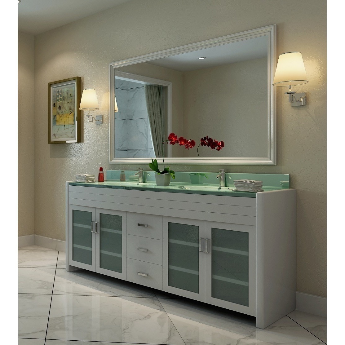 Design Element Waterfall White 72 Inch Double Sink Vanity Set Overstock 12671260