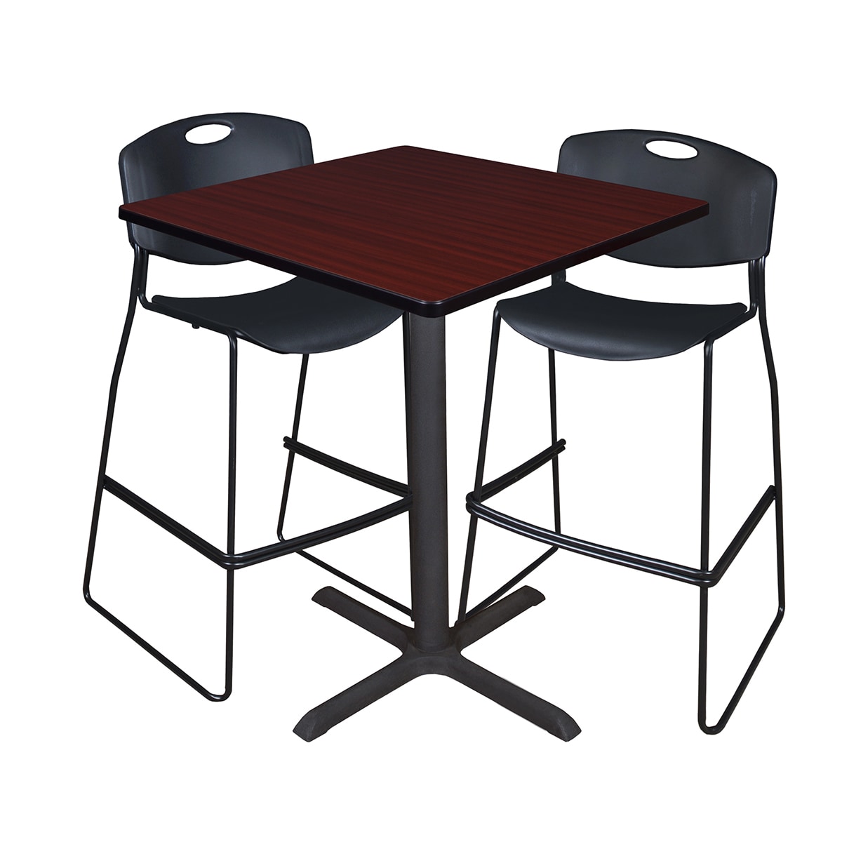 Regency Cain Square Breakroom Table with 4 Stackable Restaurant Chairs 