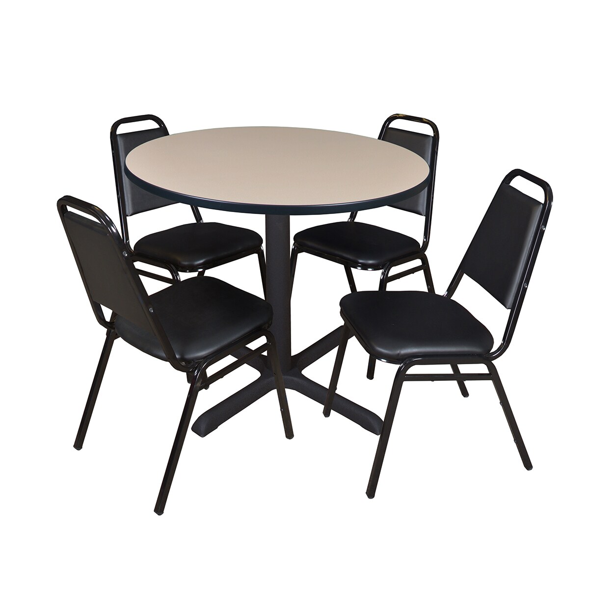 Regency Cain Square Breakroom Table with 4 Stackable Restaurant Chairs 