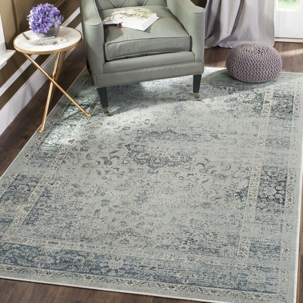 Safavieh Vintage Oriental Light Blue Distressed Silky Viscose Safavieh Vintage Oriental Light Blue Distressed Silky Viscose Rug 3 X27