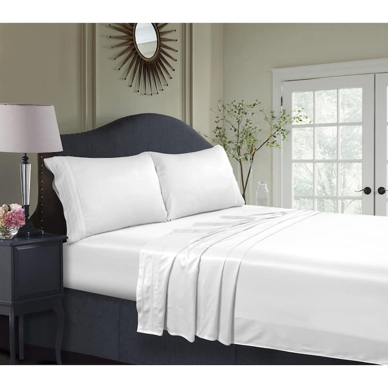 Rayon from Bamboo 300 Thread Count Sateen Pillowcase Set (Set of 2) - White - Pillowcase Set King