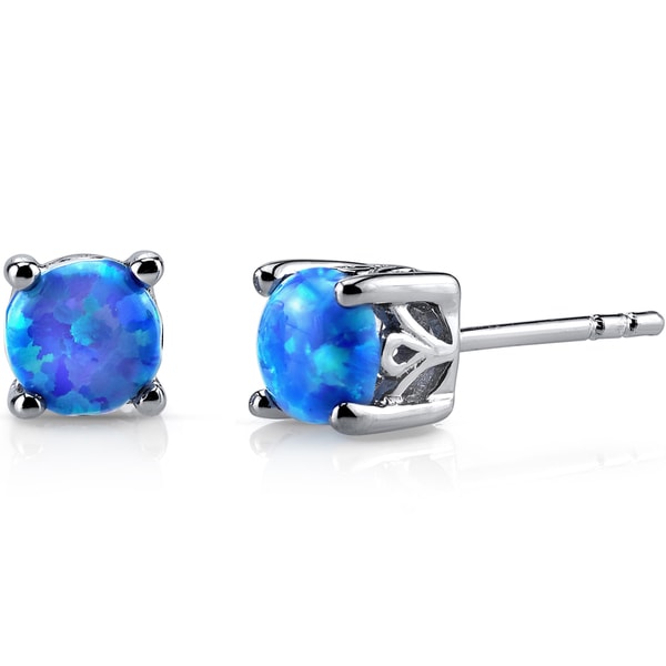 Oravo Sterling Silver 1 25ct Created Blue Opal Stud Earrings Oravo Sterling Silver 1 25ct Created Blue Opal Stud Earrings