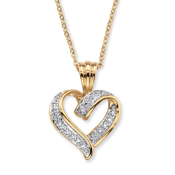 Shop Yellow Gold-Plated Heart Pendant (19.5mm) Genuine Diamond Accent - On Sale - Free Shipping ...