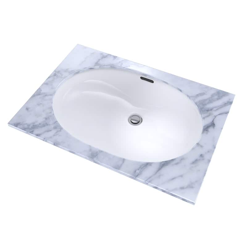 Toto Oval 19-11/16" x 13-3/4" Undermount Bathroom Sink with CeFiONtect, Cotton White (LT546G#01)