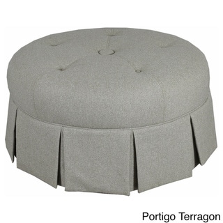 Ava Brown Wood Polyester Linen Round Pleated Upholstered Ottoman E8a46c0a 8875 4253 8562 384616f235b4 320 