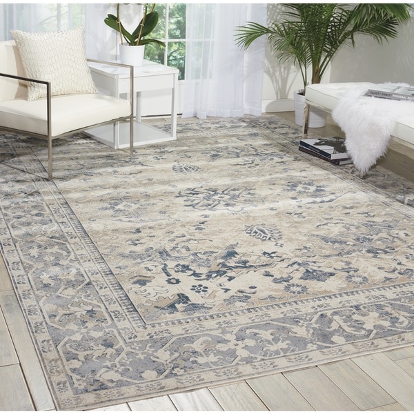 kathy ireland Malta Ivory/Blue Area Rug (3'11 x 5'7) by Nourison Free Shipping Today