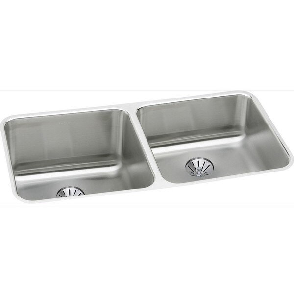 Elkay 18-gauge Stainless Steel Double-bowl Undermount Kitchen Sink Kit ...