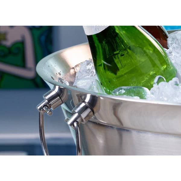 stainless steel ice-cube bucket with handles