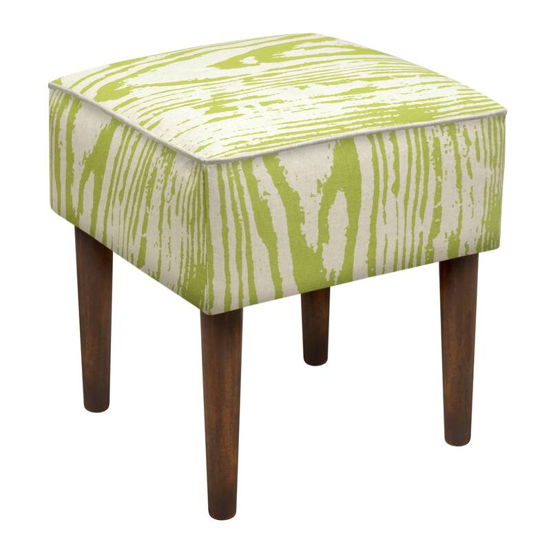 Faux Bois Linen Upholstered Modern-style Stool - Green