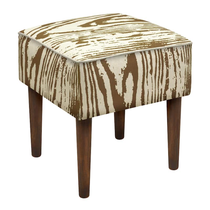 Faux Bois Linen Upholstered Modern-style Stool - Brown