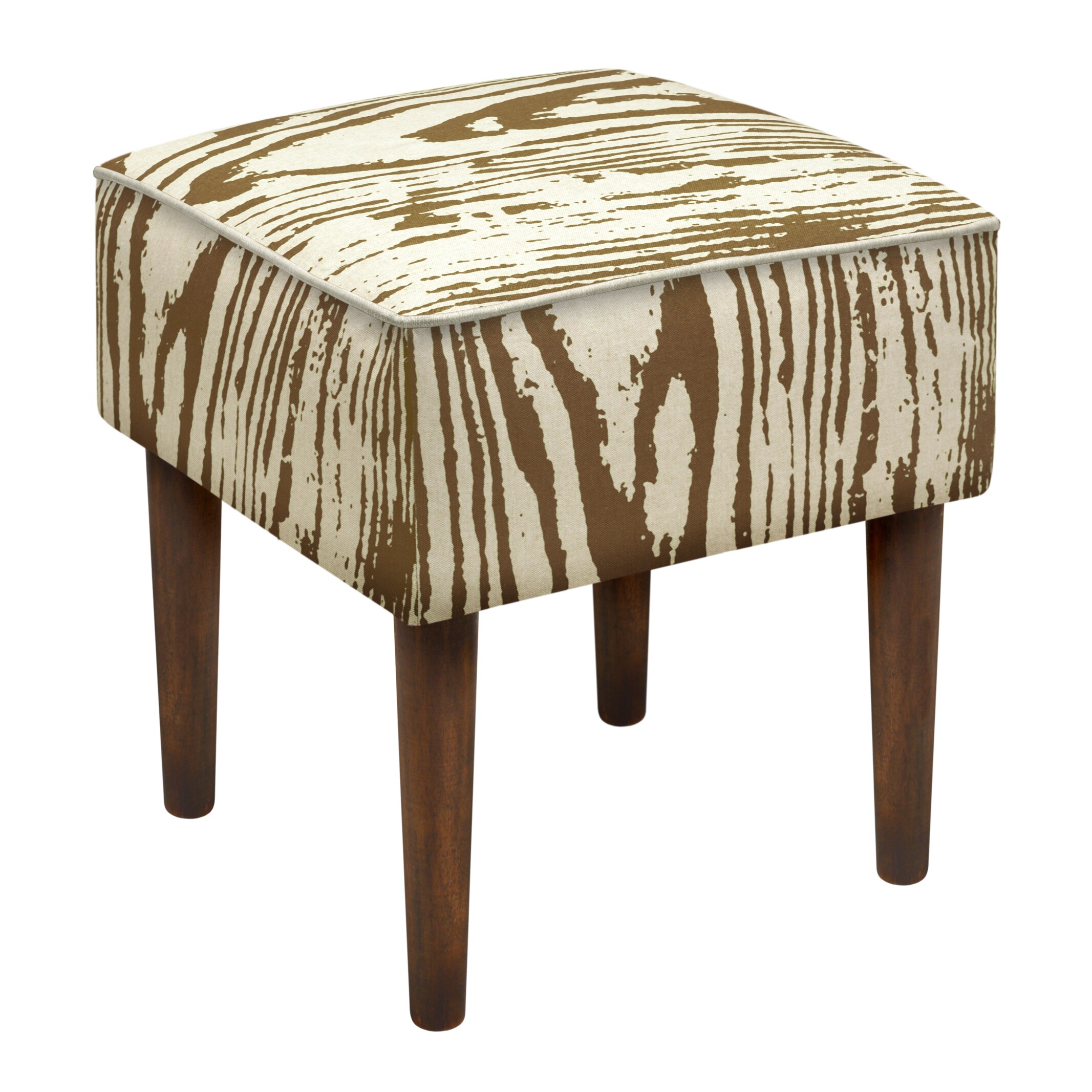 Faux Bois Linen Upholstered Modern-style Stool