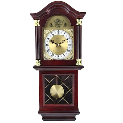 Bedford Clock Collection 26 in. Antique Mahogany Wall Clock