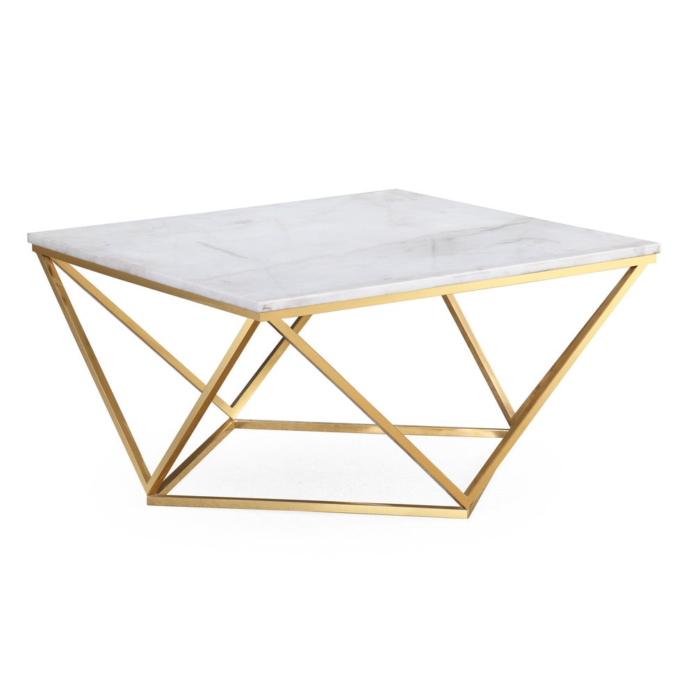 TOV Furniture Leopold White Marble Cocktail Table