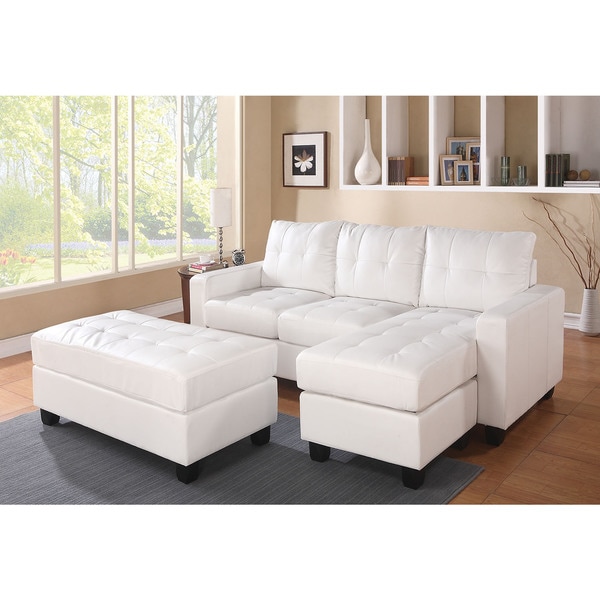 Lyssa Bonded Leather Sectional Sofa with Ottoman