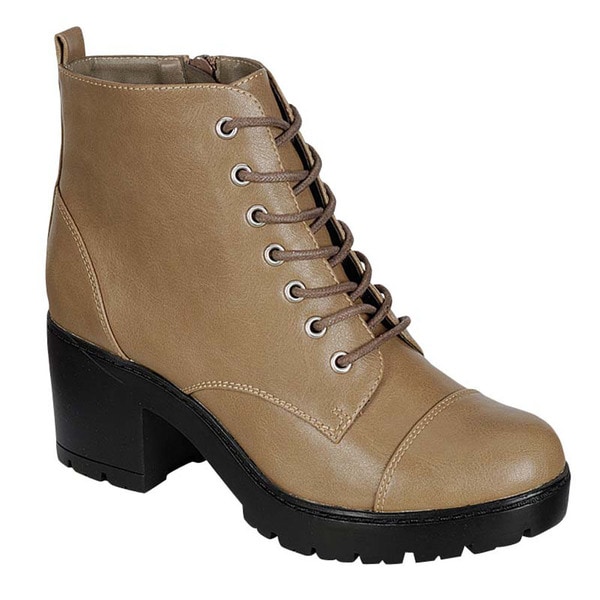 faux leather lace up platform ankle boots