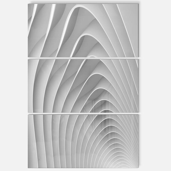 Fractal Bulgy White 3D Waves Abstract Art Glossy Metal Wall Art