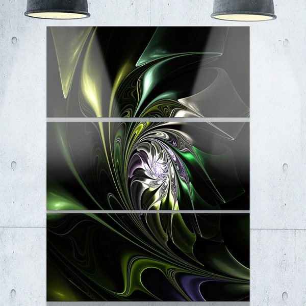Multi-Colored Green Stained Glass - Floral Glossy Metal Wall Art