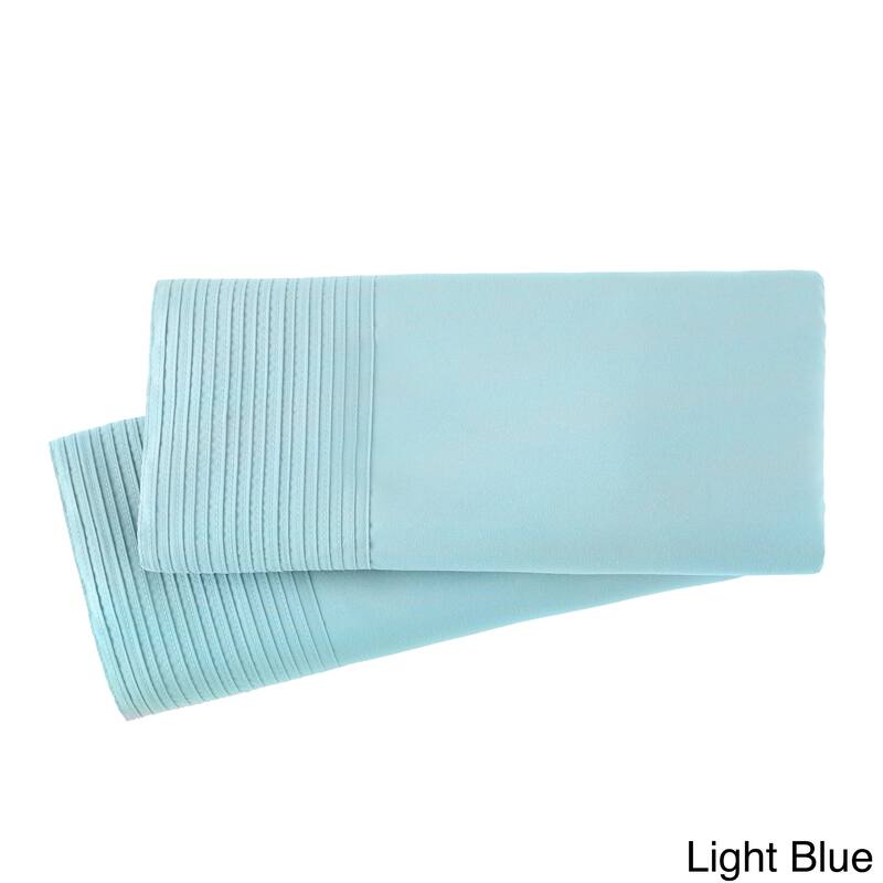 Stylish Pleated Hem Pillowcases Set - Standard (Queen) - Light Blue