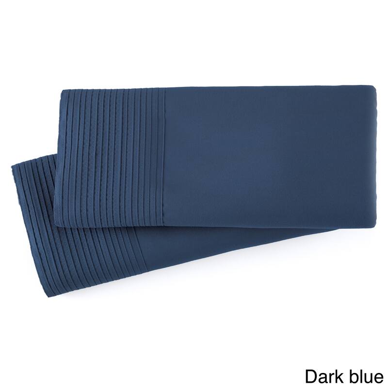 Stylish Pleated Hem Pillowcases Set - Standard (Queen) - Dark blue