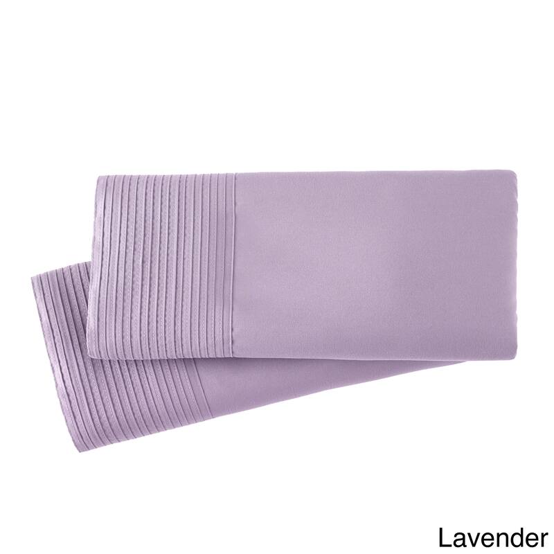 Stylish Pleated Hem Pillowcases Set - King - Lavender