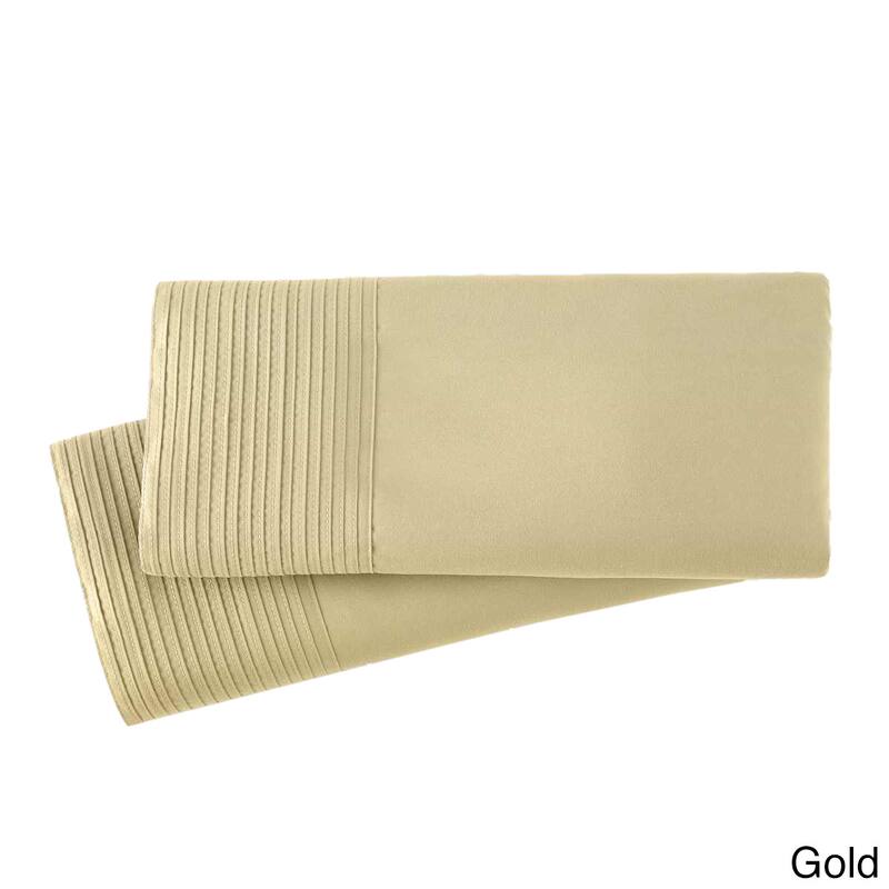 Stylish Pleated Hem Pillowcases Set - Standard (Queen) - Gold