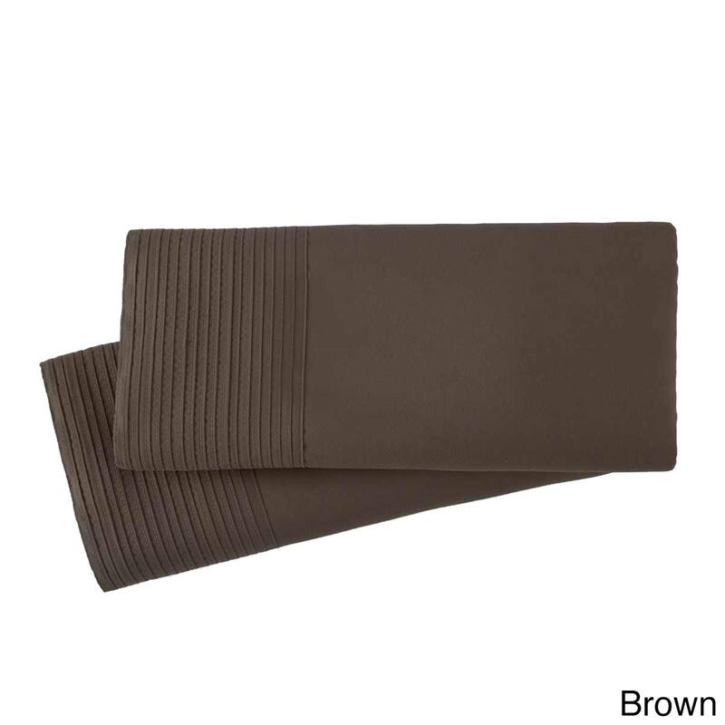 Stylish Pleated Hem Pillowcases Set - Standard (Queen) - Brown