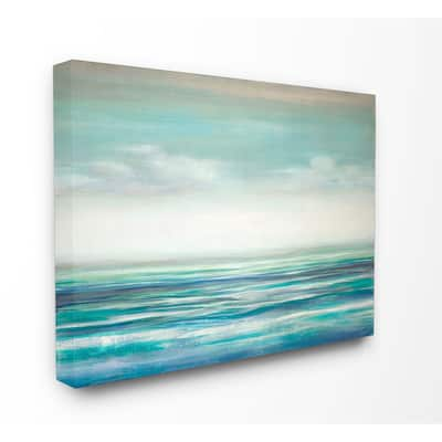 Stupell 'Blue Ocean Sunset' Stretched Canvas Wall Art