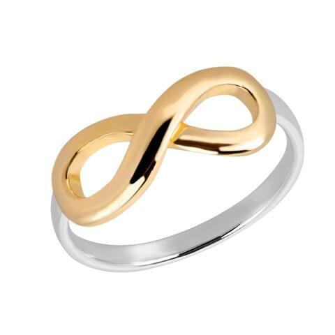 Handmade Two Tone Forever Love Infinity Gold Vermeil Over .925 Sterling Silver Promise Ring (Thailand)