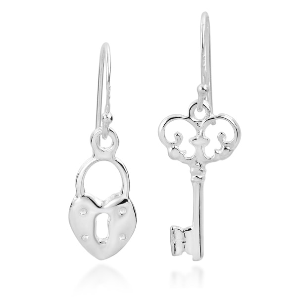 Handmade Key To My Loving Heart Lock Sterling Silver Dangle Handmade Key To My Loving Heart Lock Sterling Silver Dangle Earrings Th