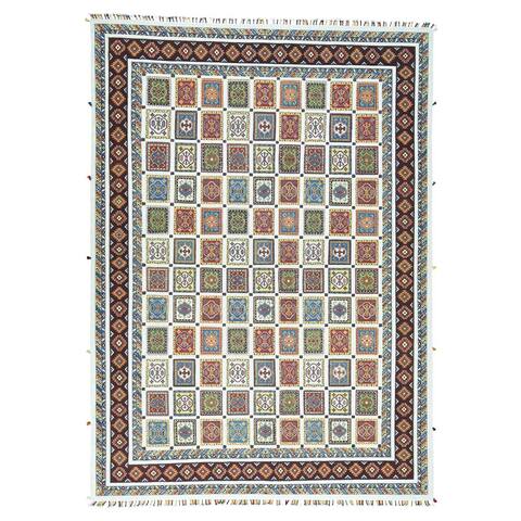 Shahbanu Rugs Neem Buft Soumak Multicolor Wool High-and-low Pile Hand-knotted Oriental Rug (10' x 14') - Multi