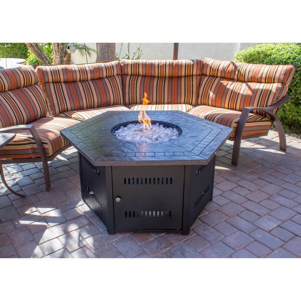 Shop Hiland Faux Stone Hexagon Fire Pit Overstock 12684323