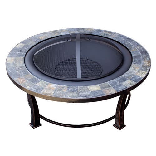 Hiland Black Steel Woodburning Slatetop Fire Pit On Sale Bed Bath