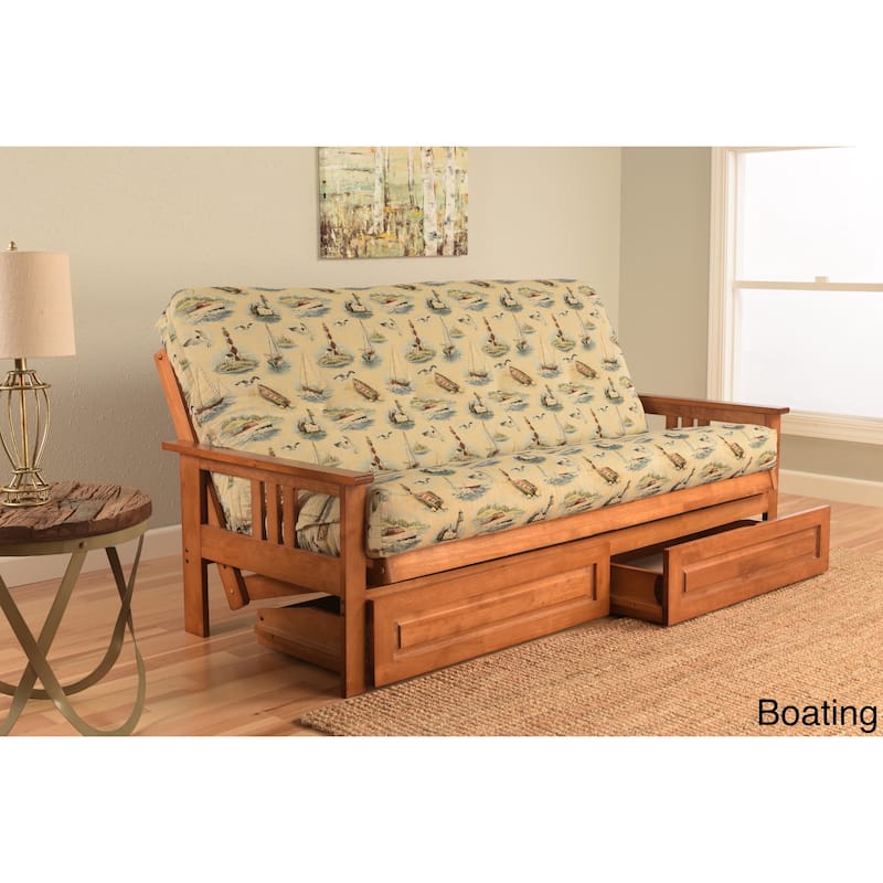 Somette Beli Mont Fabric/Wood Futon Set with Storage Drawers
