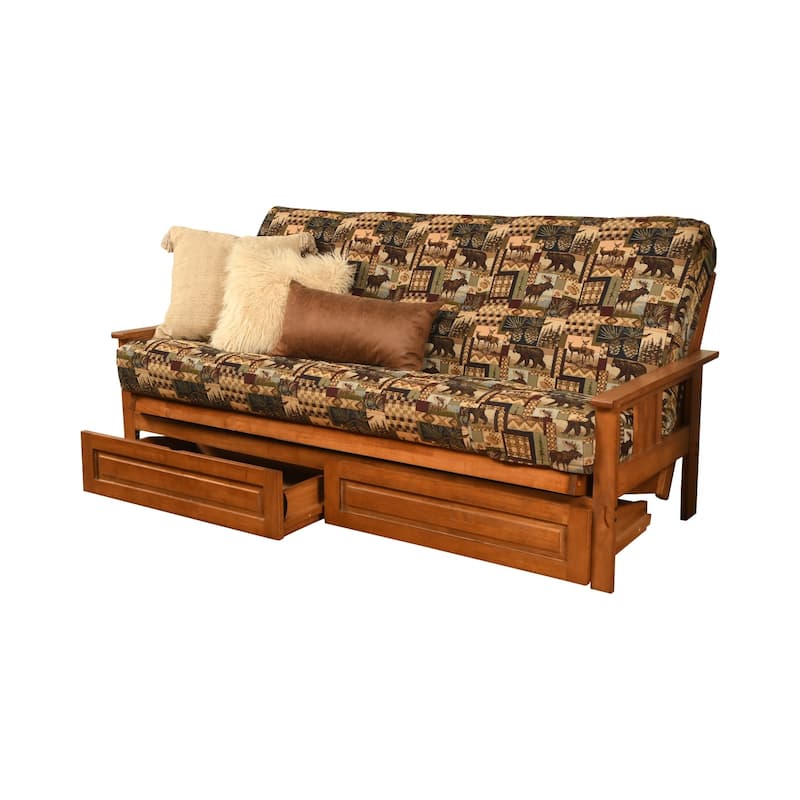 Somette Beli Mont Fabric/Wood Futon Set with Storage Drawers