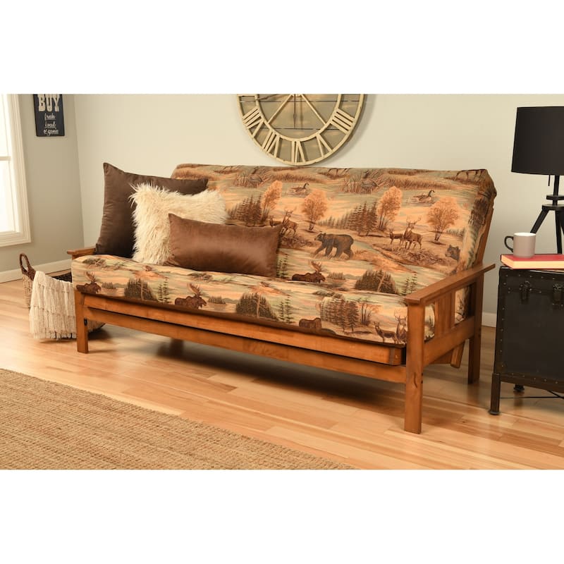 Somette Beli Mont Multicolor Wood/Fabric Futon Set - Canadian
