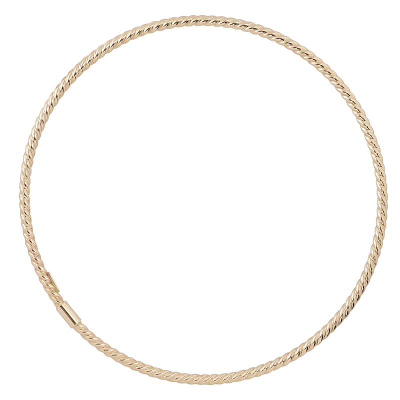 Fremada Italian 14k Gold 2-mm High Polish Twist Design Slip-On Bangle Bracelet - Yellow Gold - Yellow