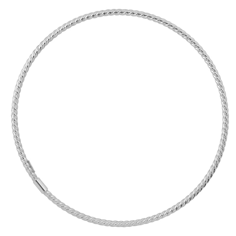Fremada Italian 14k Gold 2-mm High Polish Twist Design Slip-On Bangle Bracelet - White Gold - White