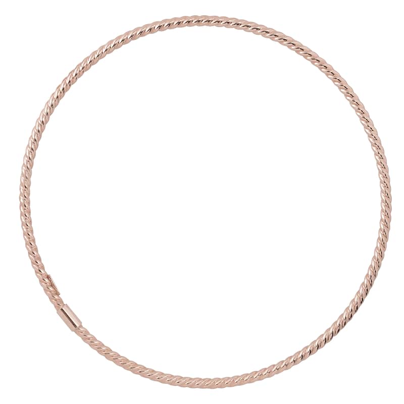 Fremada Italian 14k Gold 2-mm High Polish Twist Design Slip-On Bangle Bracelet - Rose Gold - Rose