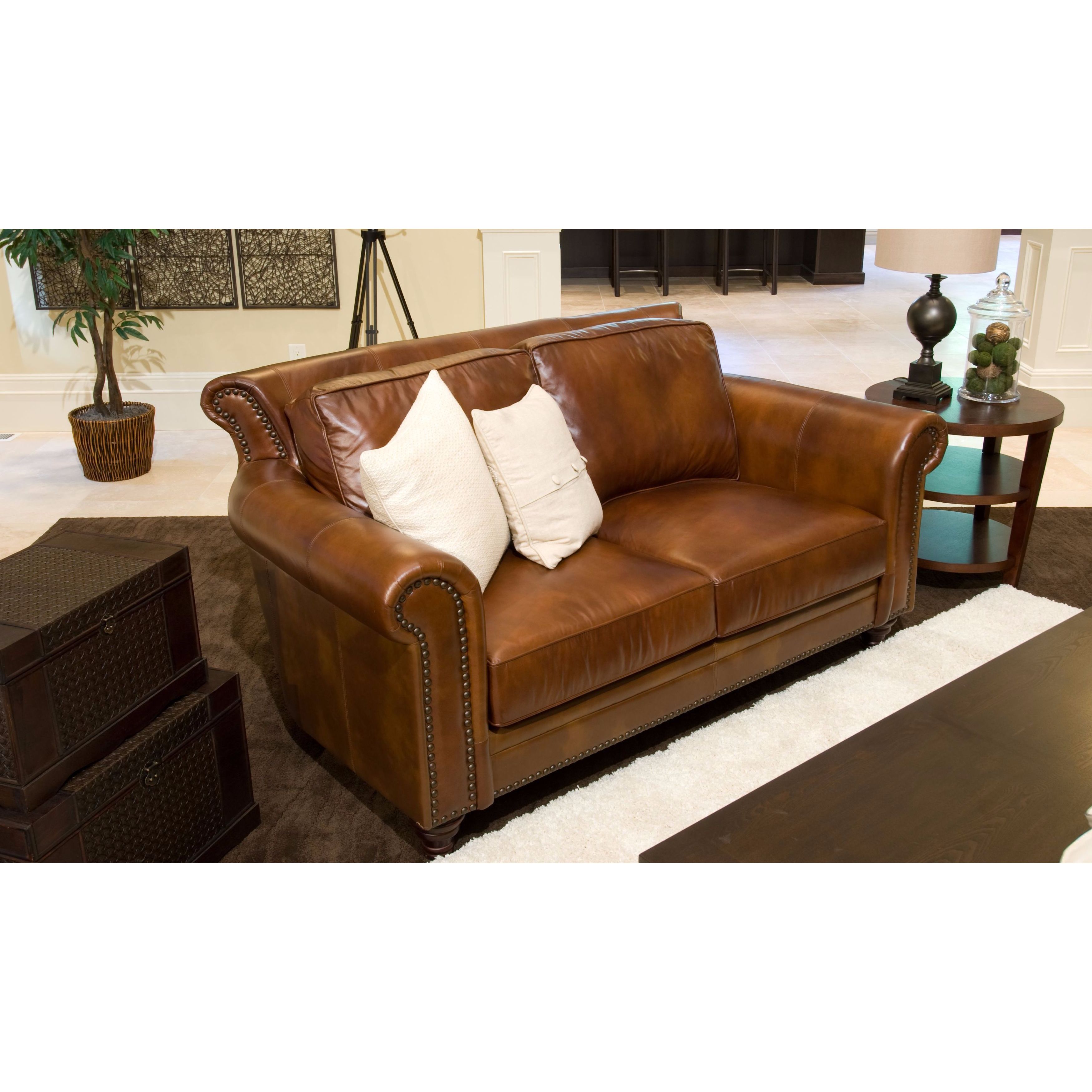 Paladia Top Grain Leather Loveseat In Rustic Paladia Top Grain Leather Loveseat