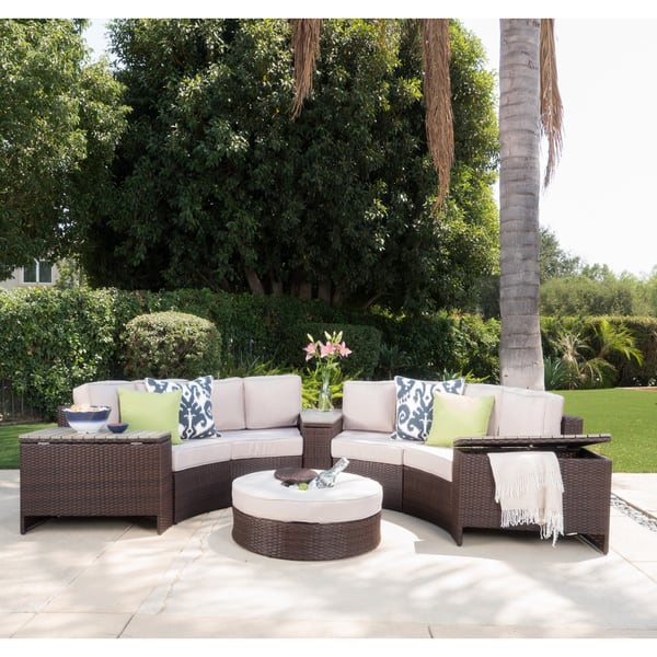 Shop Black Friday Deals On Madras Tortuga Outdoor 4 Seat Round Wicker Chat Set With Ottoman By Christopher Knight Home Overstock 12689695