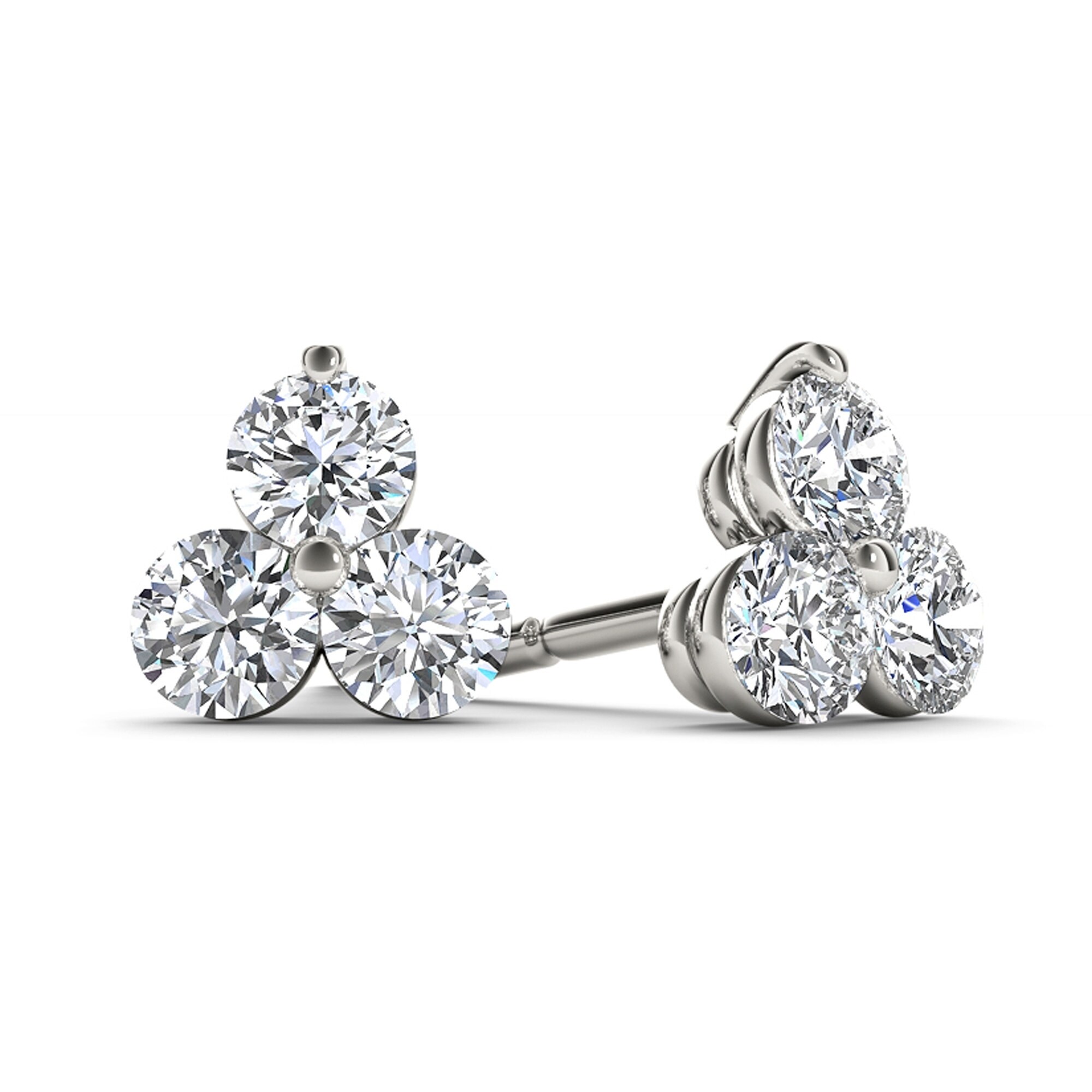 three diamond earrings