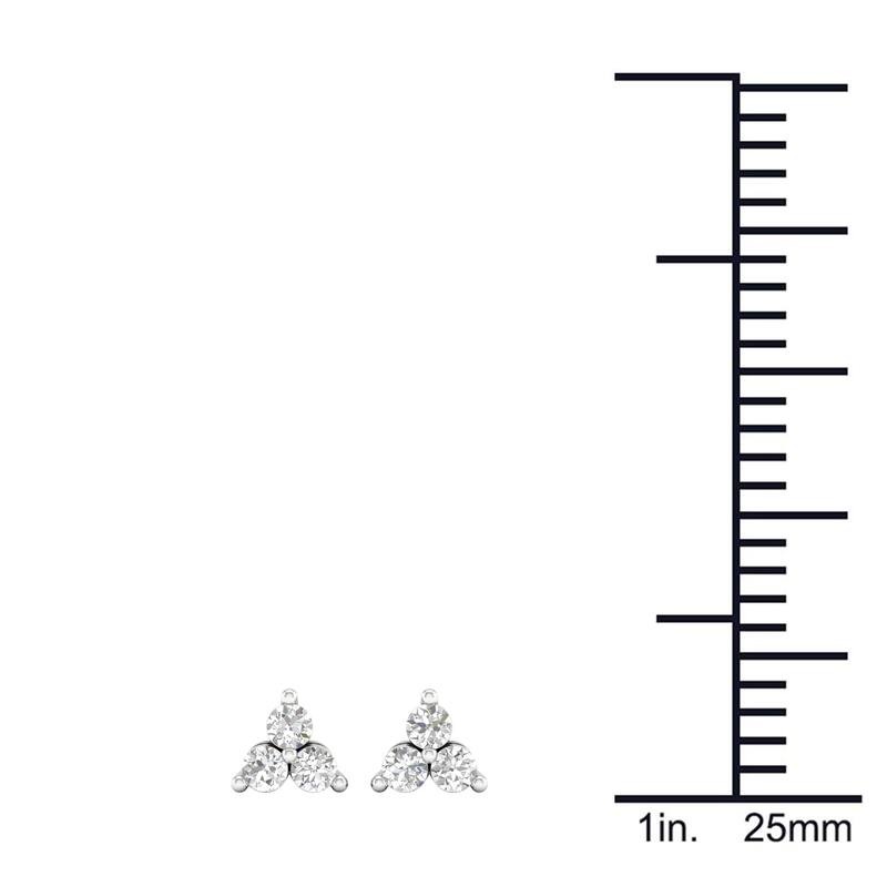 De Couer 10k White Gold 1/3ct TDW Diamond Three Stone Stud Earrings - White H-I