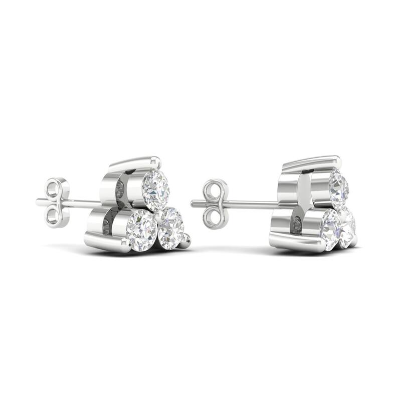 De Couer 10k White Gold 1/3ct TDW Diamond Three Stone Stud Earrings - White H-I