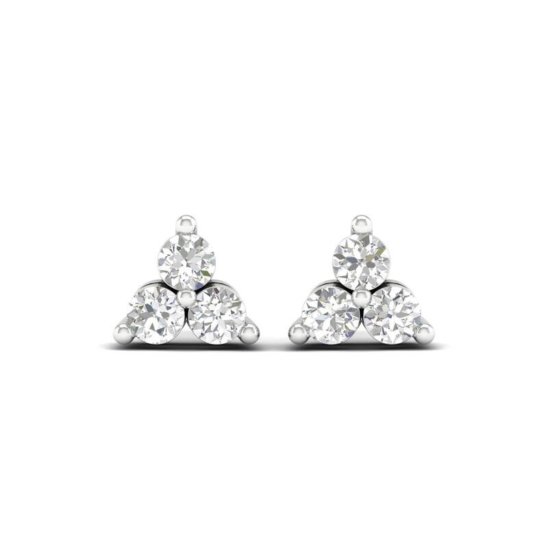 De Couer 10k White Gold 1/3ct TDW Diamond Three Stone Stud Earrings - White H-I