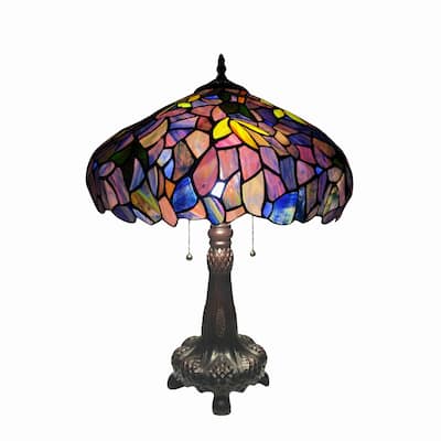 Tiffany Style Floral Antique Bronze 2-light Table Lamp