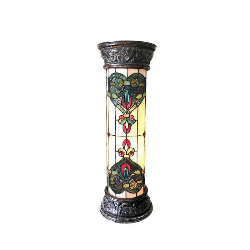 Tiffany Style Victorian Design 2-light Antique Bronze Pedestal Lamp